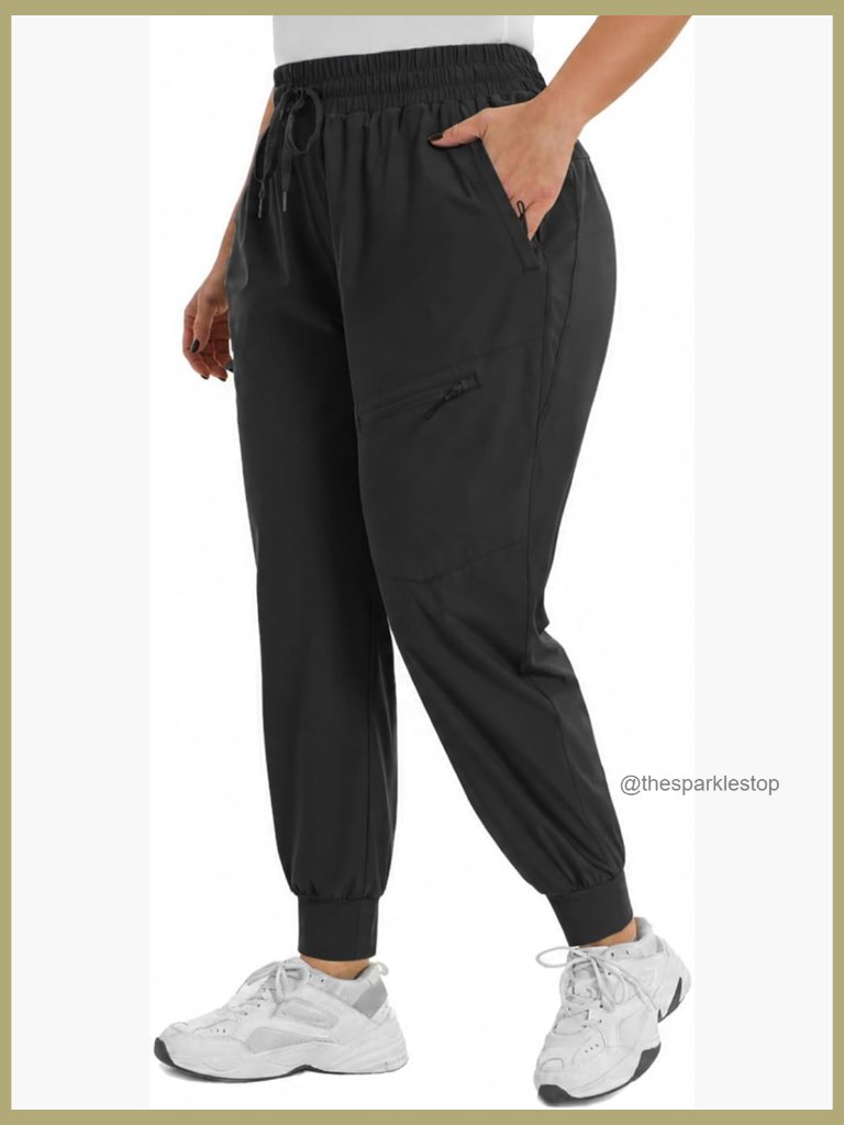 High Waisted Joggers Quick Dry Breathable Lightweight Hiking Pants With Pockets